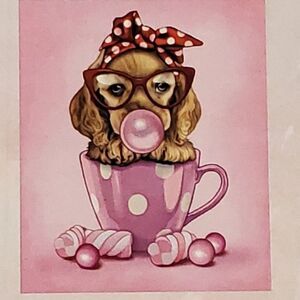 Round Diamonds 16"X19" Diamond Art "Bubble Gum Spaniel"